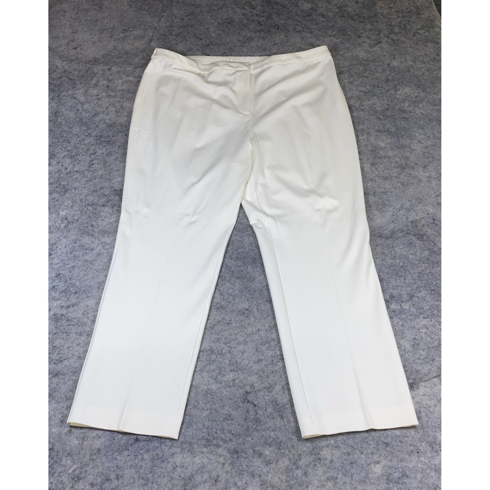 Susan‎ Graver Pants Women's 24W Ivory Regular Ponte Straight Leg Stretch Office